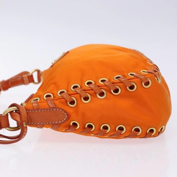 PRADA Accessory Pouch Nylon Orange Gold Auth 139357 - Picture 6 of 16